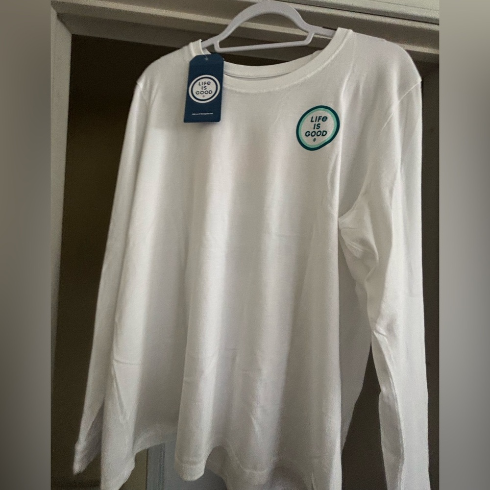 Life is Good Women’s White Long Sleeve Shirt, Size XL